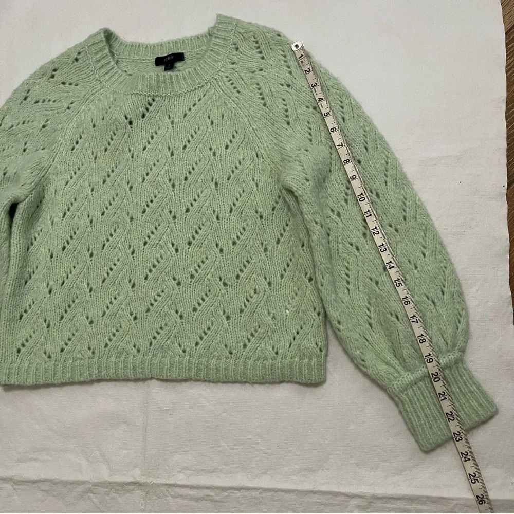 J. Crew Pointelle Crewneck Sweater Heather Honeydew NWT